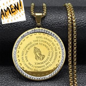 The Serenity Prayer Pendant Necklace Accessories jewellery 8d255f28538fbae46aeae7: 60cm BOX GD|60cm BOX SR