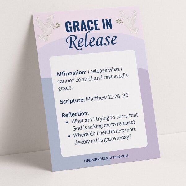 Grace in Release: 20 Printable Affirmation Cards for Christian Women Uncategorized Digital Deck Cards Digital Downloads