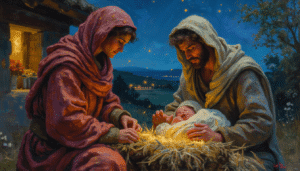 The Nativity Scene - Joseph, Mary and Baby Jesus