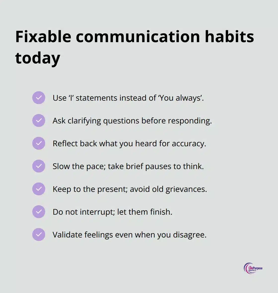 Checklist of practical communication swaps to improve tough conversations now