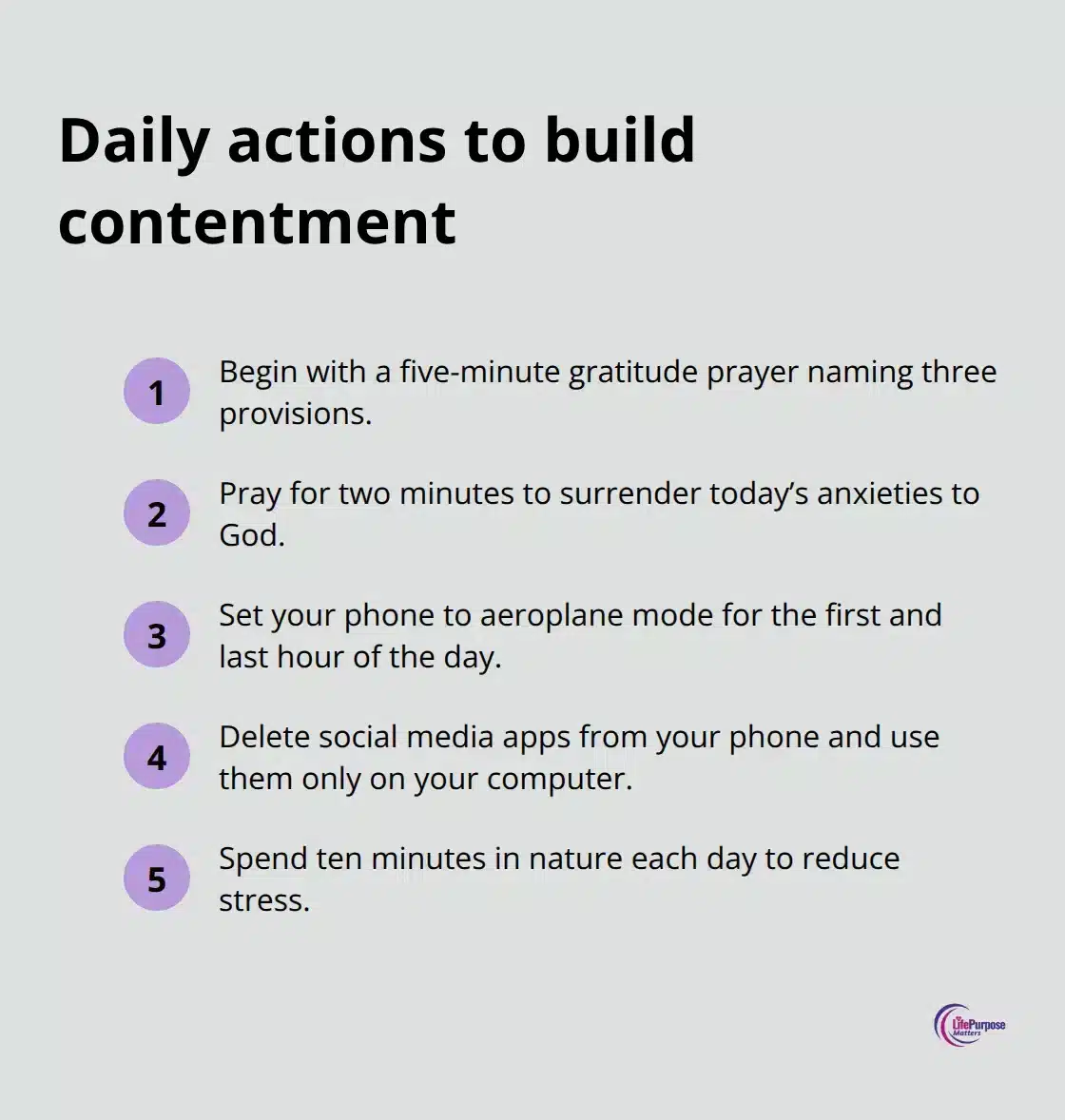 Finding True Contentment in a Restless World Compact list of simple daily steps to cultivate Christian contentment