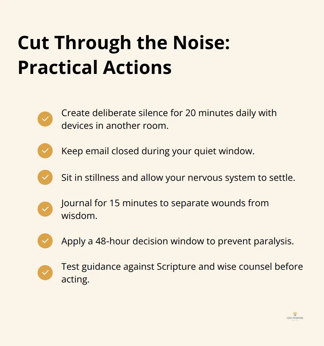 Spirit Guidance For Choices: Listening To The Spirit In Decision Making Checklist of practical steps to reduce distractions and hear guidance more clearly.