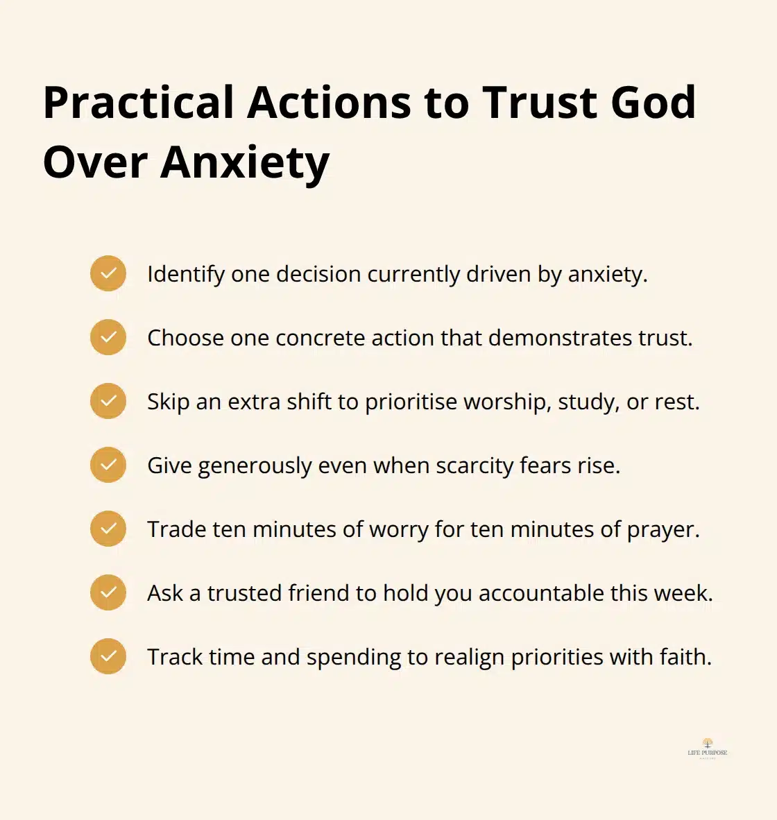 Sermon on the Mount Summary and Key Lessons Checklist of simple steps to practise trust in God rather than worry - sermon on the mount summary