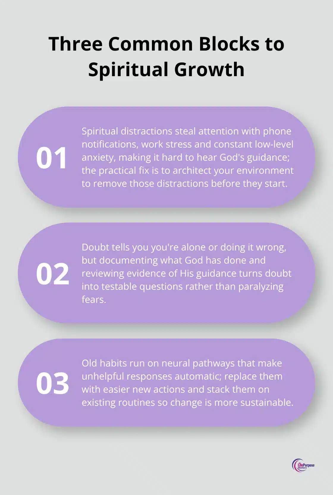 Ordered list explaining distractions, doubt and habits that block connection to the Holy Spirit - spirit filled