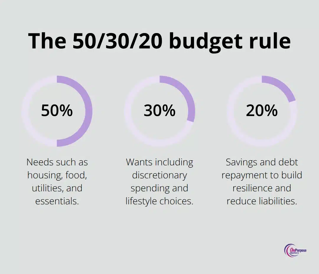 Chart visualising the 50/30/20 allocation across needs, wants, and savings/debt - tithing guide