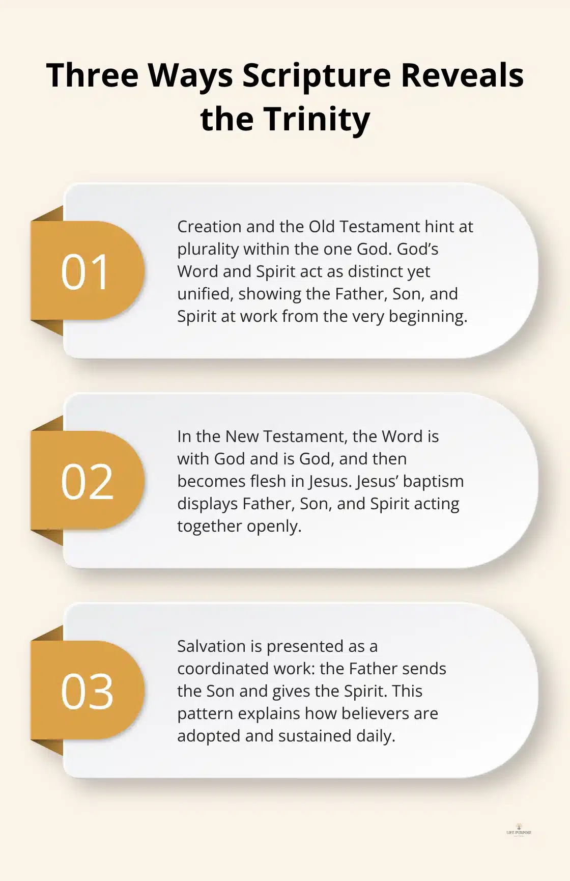 Overview of how the Trinity is revealed across Scripture: creation, Christ, and salvation. - triune god